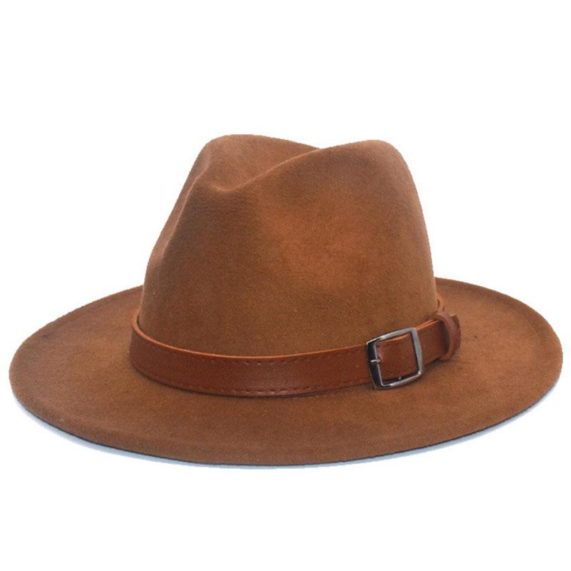 Solid Buckle Decoration Fedora Hat