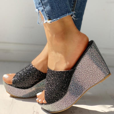 Open Toe Sequins Platform Sandals - Shop Shiningbabe - Womens Fashion Online Shopping Offering Huge Discounts on Shoes - Heels, Sandals, Boots, Slippers; Clothing - Tops, Dresses, Jumpsuits, and More.