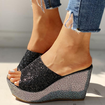 Open Toe Sequins Platform Sandals - Shop Shiningbabe - Womens Fashion Online Shopping Offering Huge Discounts on Shoes - Heels, Sandals, Boots, Slippers; Clothing - Tops, Dresses, Jumpsuits, and More.