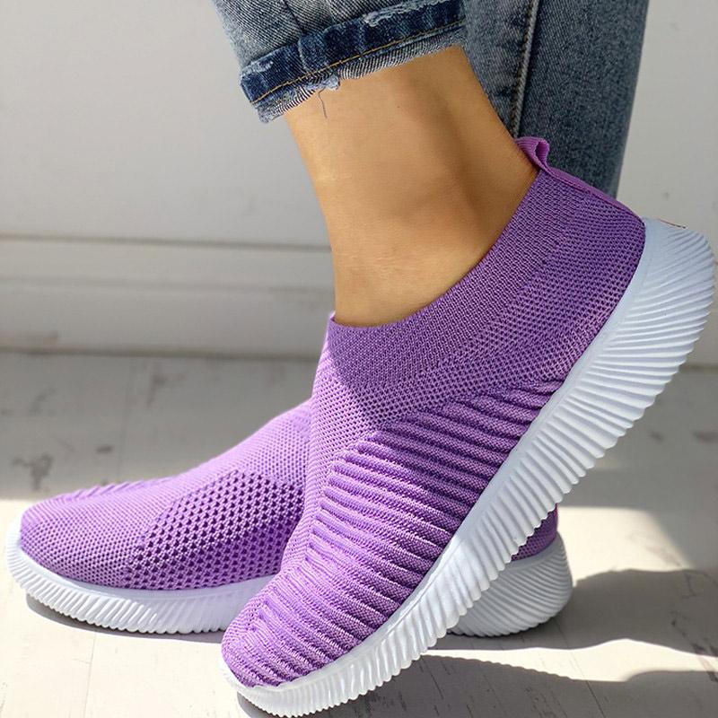 Net Surface Breathable Knitting Shoes - Cherrybetty