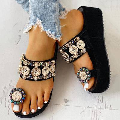 Studded Detail Toe Ring Flat platform sandals - Shop Shiningbabe - Womens Fashion Online Shopping Offering Huge Discounts on Shoes - Heels, Sandals, Boots, Slippers; Clothing - Tops, Dresses, Jumpsuits, and More.