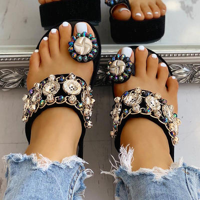 Studded Detail Toe Ring Flat platform sandals - Shop Shiningbabe - Womens Fashion Online Shopping Offering Huge Discounts on Shoes - Heels, Sandals, Boots, Slippers; Clothing - Tops, Dresses, Jumpsuits, and More.