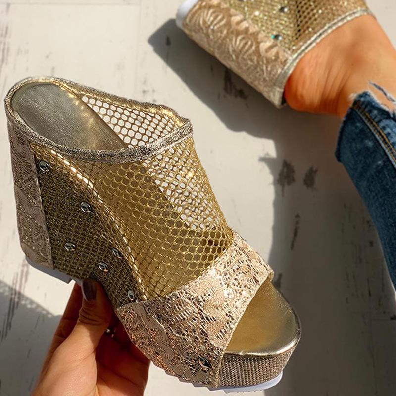 Fishnet Insert Platform Wedge Sandals - Shop Shiningbabe - Womens Fashion Online Shopping Offering Huge Discounts on Shoes - Heels, Sandals, Boots, Slippers; Clothing - Tops, Dresses, Jumpsuits, and More.