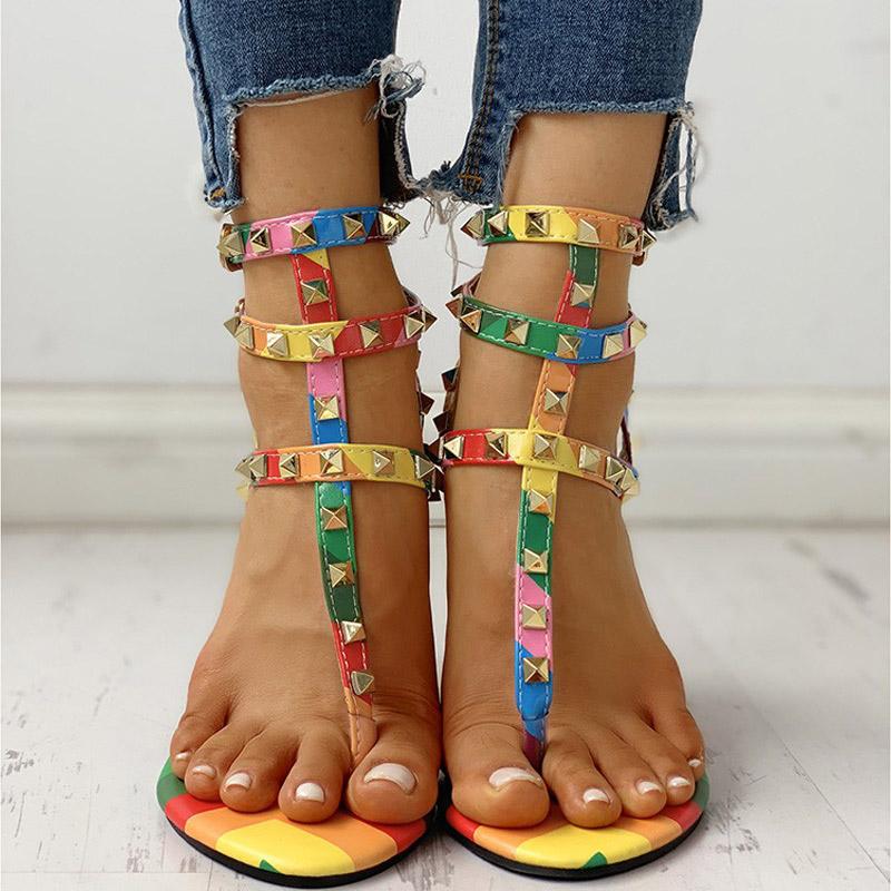 Rivets Multi Strap Toe Post Flat Sandals - Shop Shiningbabe - Womens Fashion Online Shopping Offering Huge Discounts on Shoes - Heels, Sandals, Boots, Slippers; Clothing - Tops, Dresses, Jumpsuits, and More.