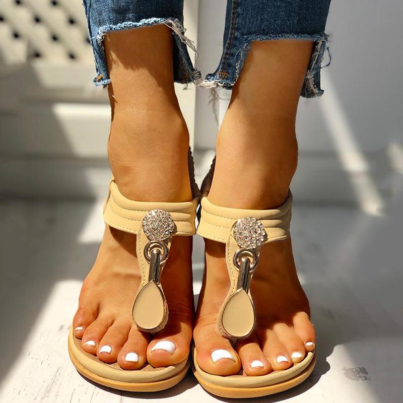 Studded Toe Post Flat Sandals - Cherrybetty