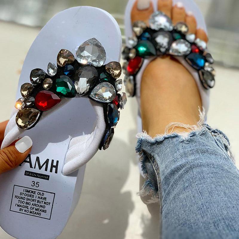 Toe Post Beaded Platform Muffin Sandals - Shop Shiningbabe - Womens Fashion Online Shopping Offering Huge Discounts on Shoes - Heels, Sandals, Boots, Slippers; Clothing - Tops, Dresses, Jumpsuits, and More.