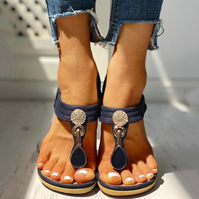 Studded Toe Post Flat Sandals - Cherrybetty