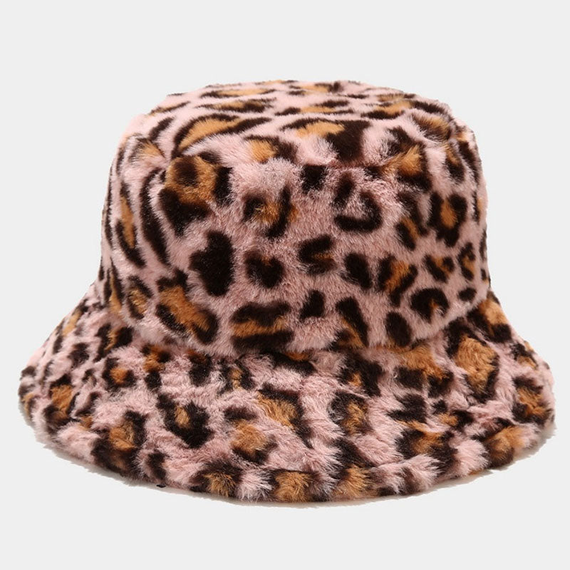 Leopard Print Plush Bucket Hat