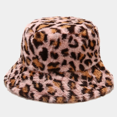 Leopard Print Plush Bucket Hat