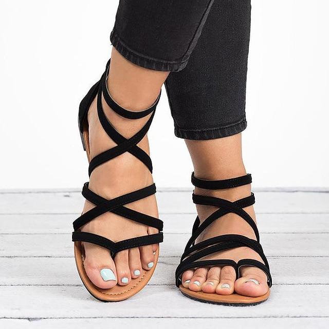 Gladiator Rome Style Cross Tied Sandals - Shop Shiningbabe - Womens Fashion Online Shopping Offering Huge Discounts on Shoes - Heels, Sandals, Boots, Slippers; Clothing - Tops, Dresses, Jumpsuits, and More.