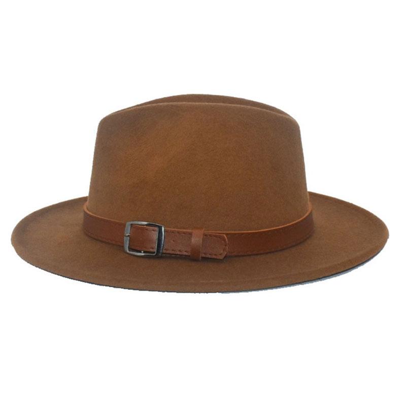 Solid Buckle Decoration Fedora Hat